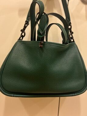 Coach Cary pebble green leather 2way purse handbag crossover shoulder bag